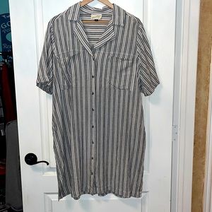 Navy blue and off white shirt dress